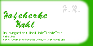 hofeherke mahl business card